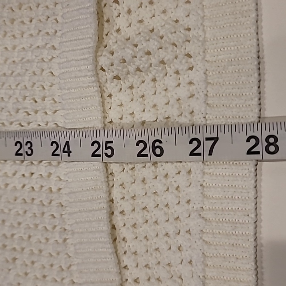 Soft As A Grape Open Knit with Lace-Up Detail Sweater Warm White Medium - Picture 13 of 13